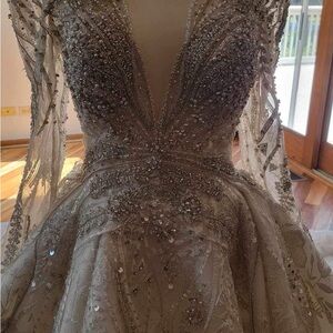 Elegant Silver Embellished Gown